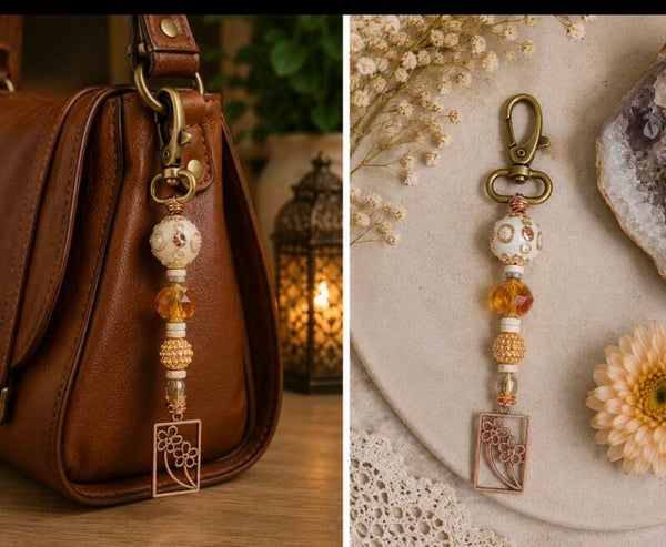 Golden Blossom Purse Charm
