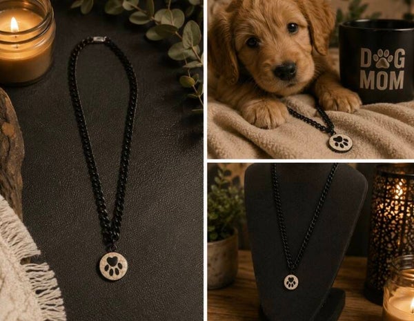 Pawprint Necklace - BLACK CHAIN