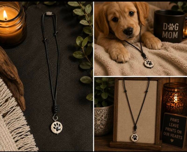 Pawprint Necklace 2 - TEXTURED ROPE