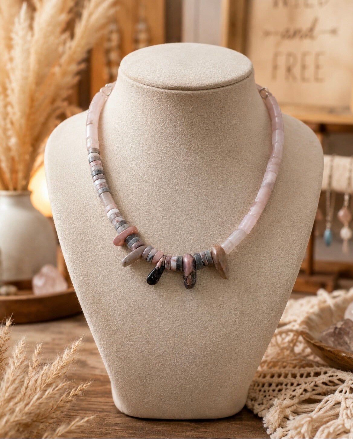 Blush & Stone Bohemian Necklace 🌸