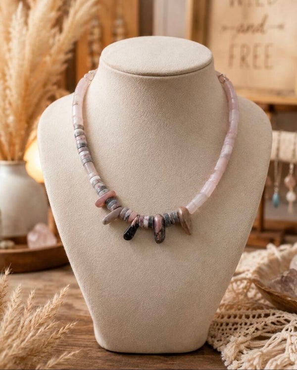 Blush & Stone Bohemian Necklace 🌸