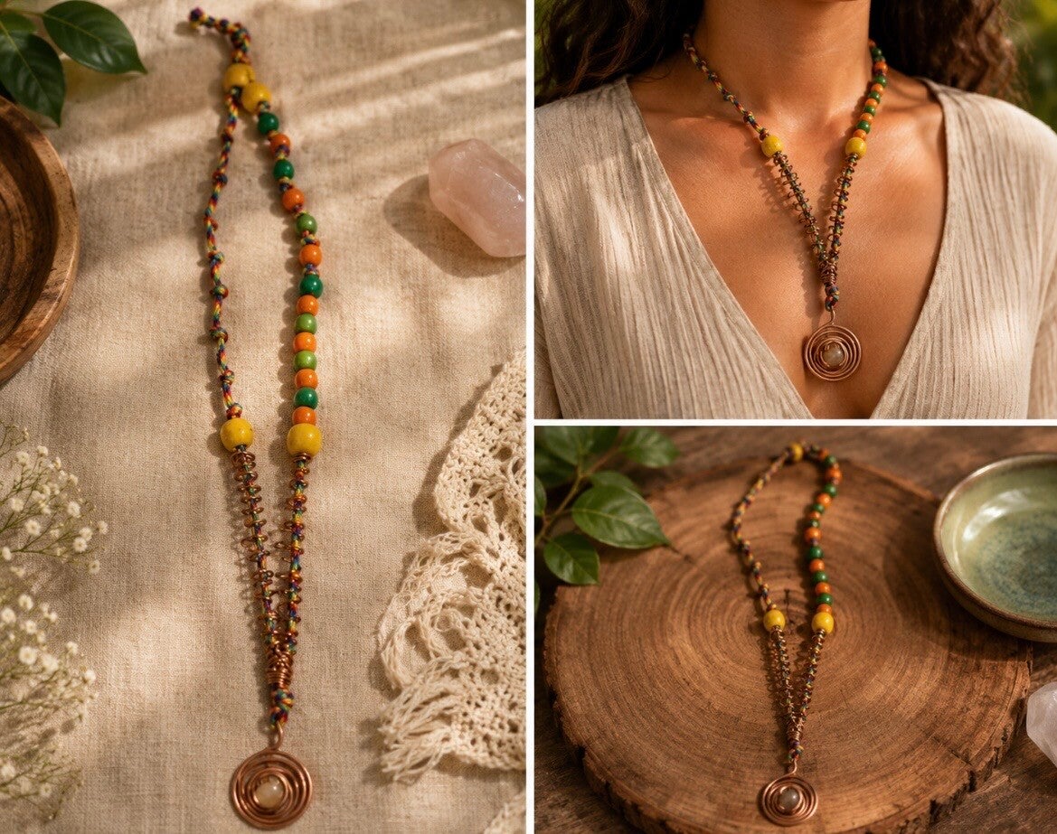 Bohemian Sun Spiral Necklace