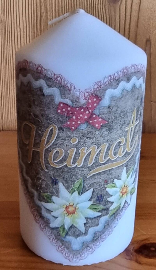Kerze Heimatherz - weiss - 15 x 8 cm - Art. Nr. 118