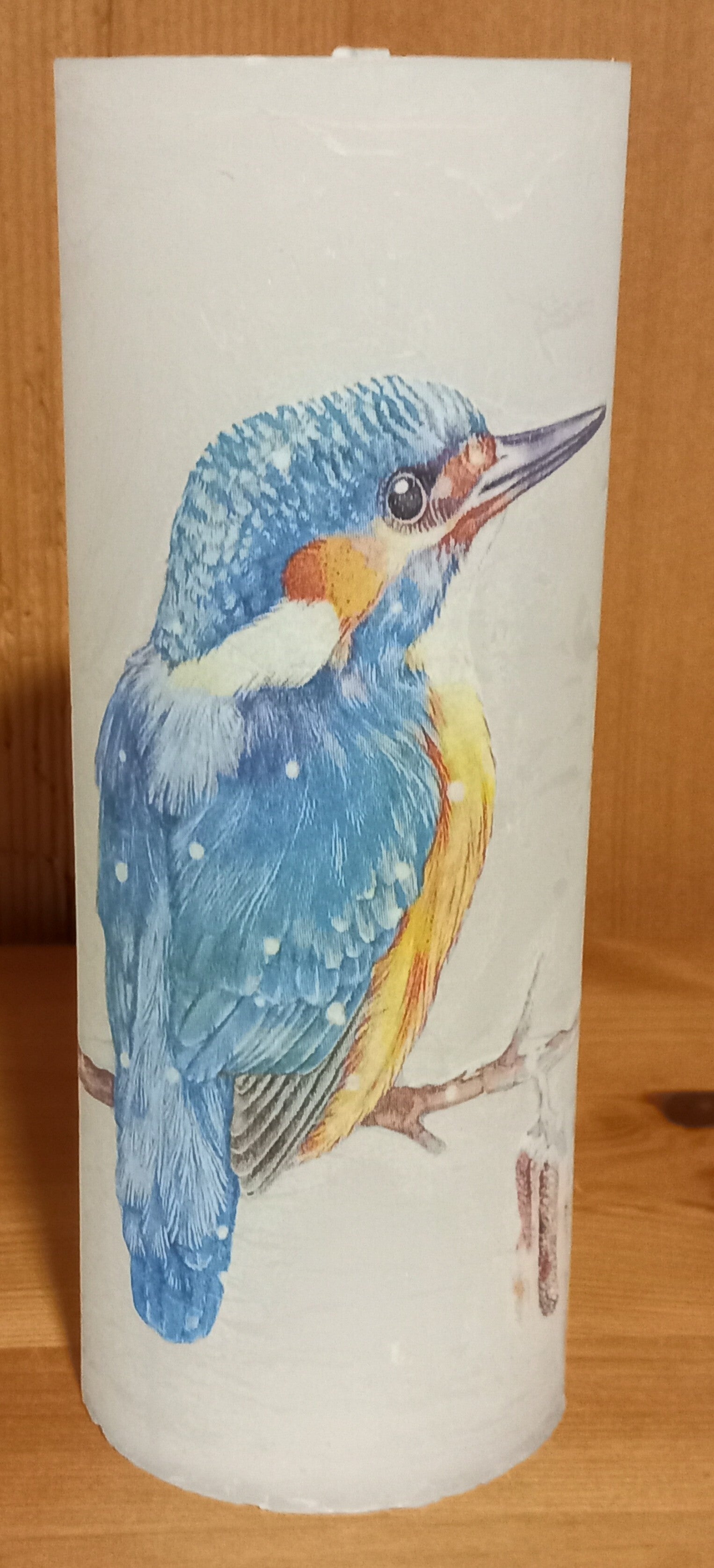 Kerze Rauhreif Eisvogel - Vogel des Jahres 2026 - weiss - 18 x 7 cm - Art. Nr. 162