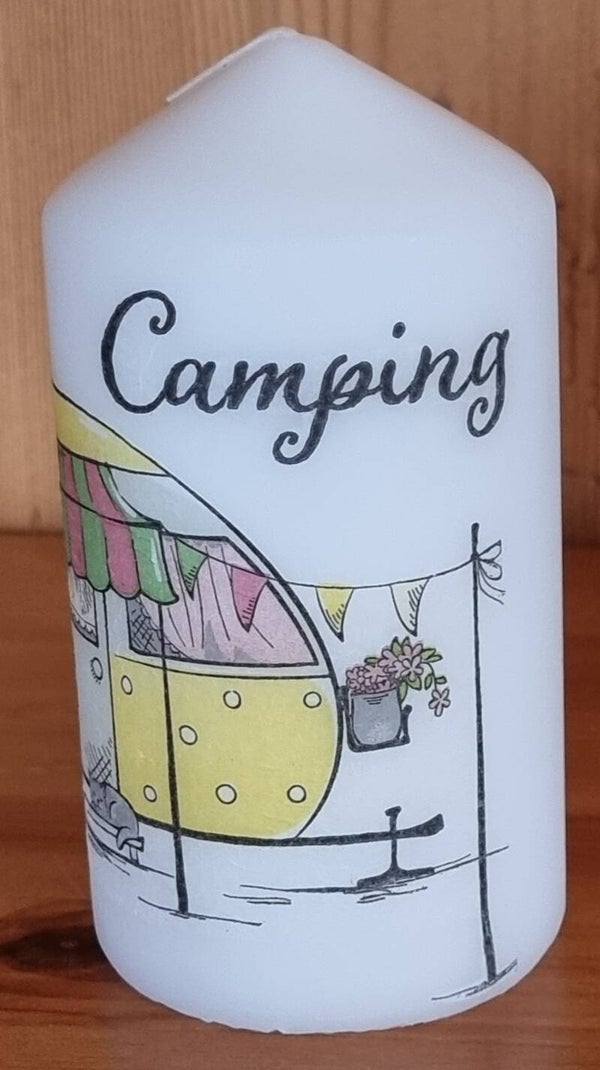 Kerze Camping - weiss - 15 x 8 cm - Art. Nr. 178