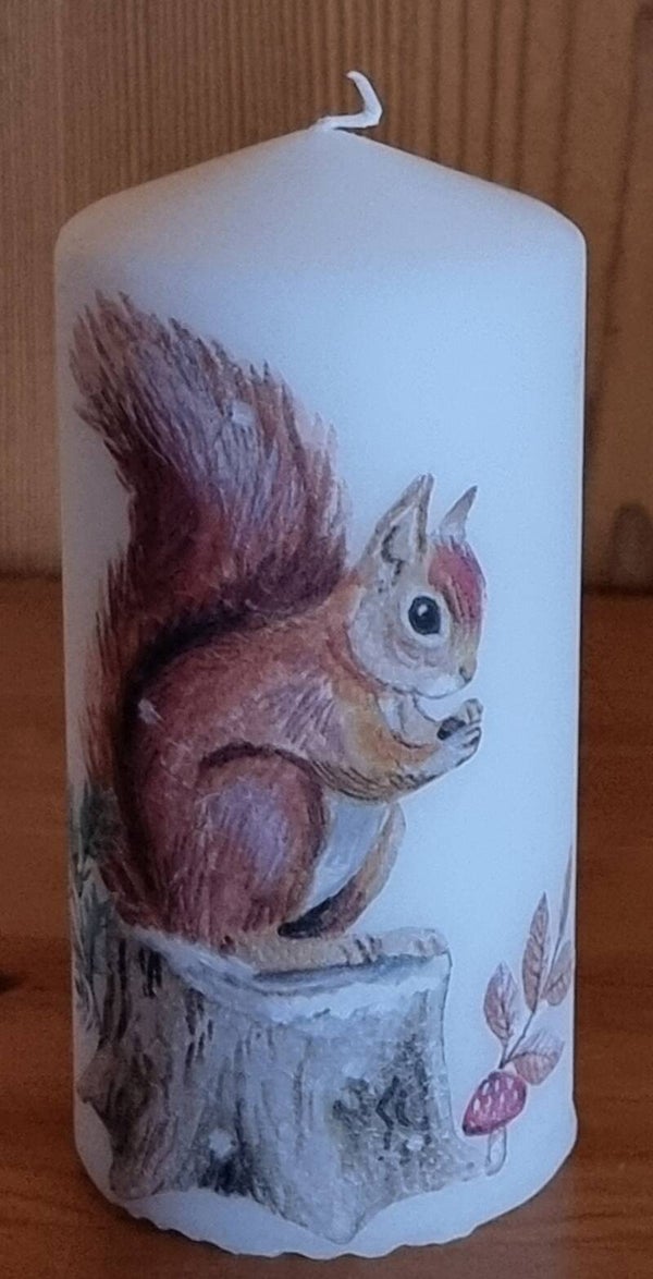 Kerze Eichhörnchen - weiss - 14 x 6.8 cm - Art. Nr. 182