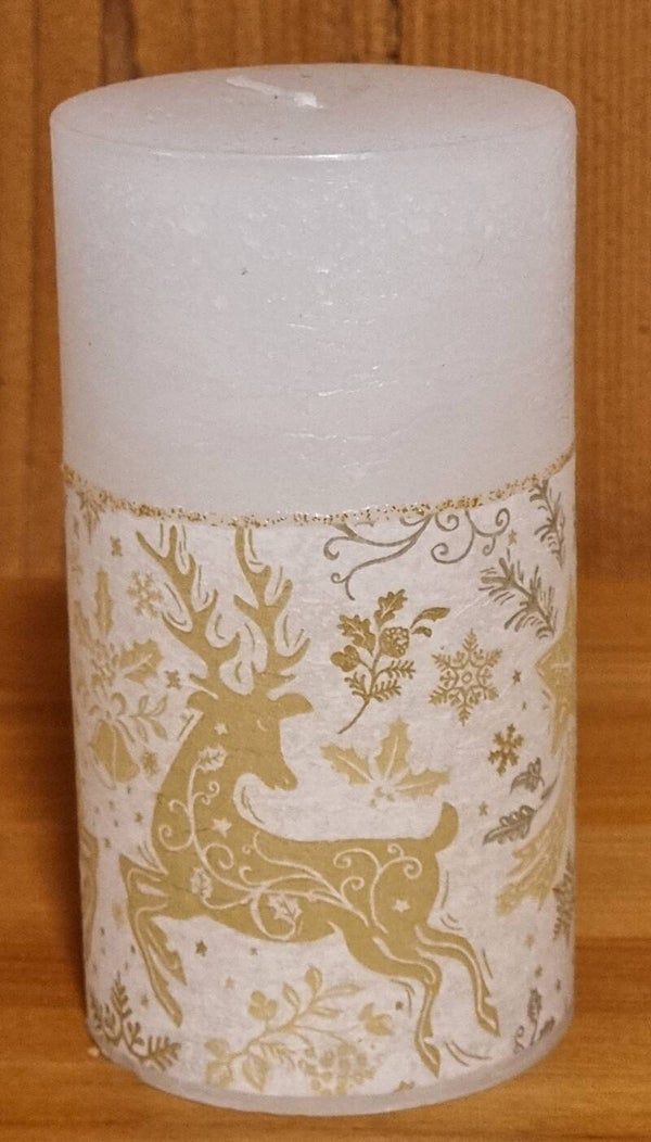 Kerze Rauhreif Hirsch/Weihnachtsdeko - weiss 13 x 7 cm - Art. Nr. 201