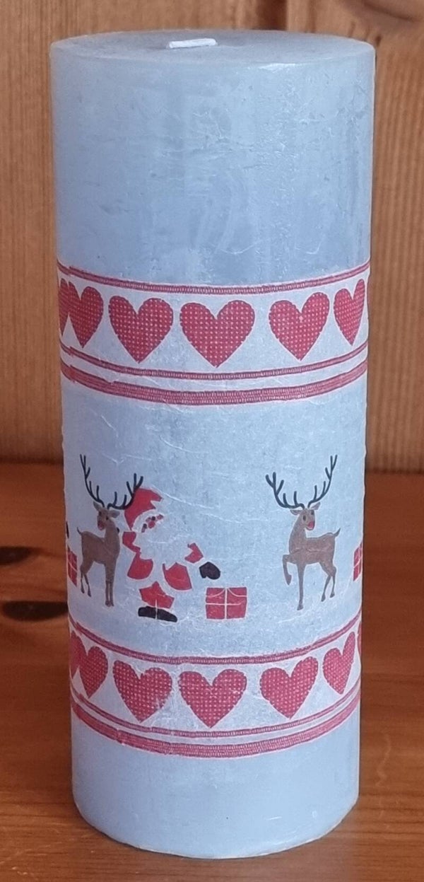 Kerze Rauhreif Samichlaus/Hirsch gross - eisblau - 18 x 7 cm - Art. Nr. 215