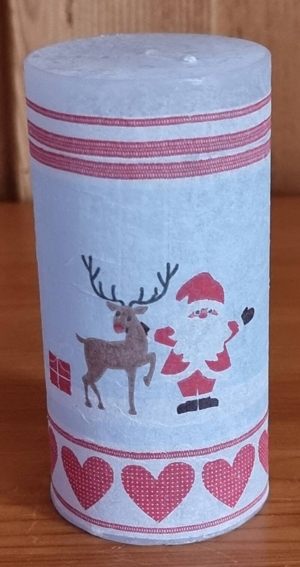 Kerze Rauhreif Samichlaus/Hirsch klein - eisblau - 10 x 5 cm - Art. Nr. 217