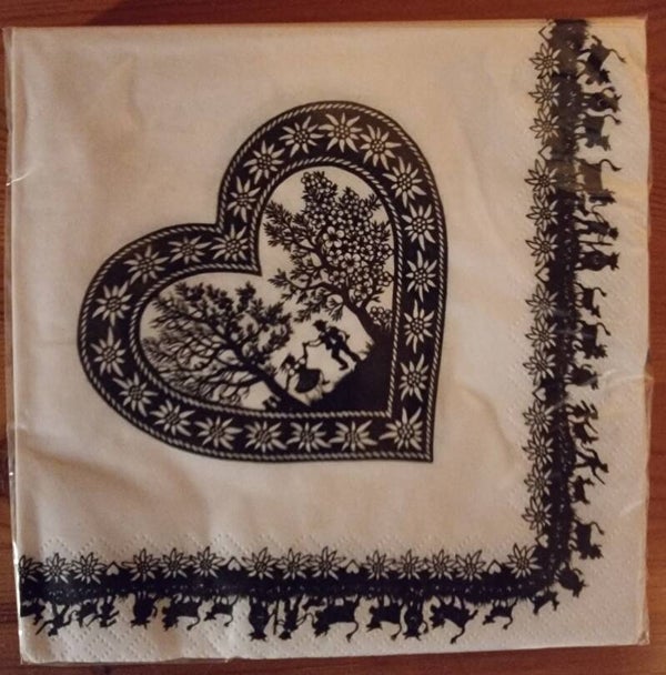 20 Servietten Alpleben Herz weiss - 33 x 33 cm - Art. Nr. 312