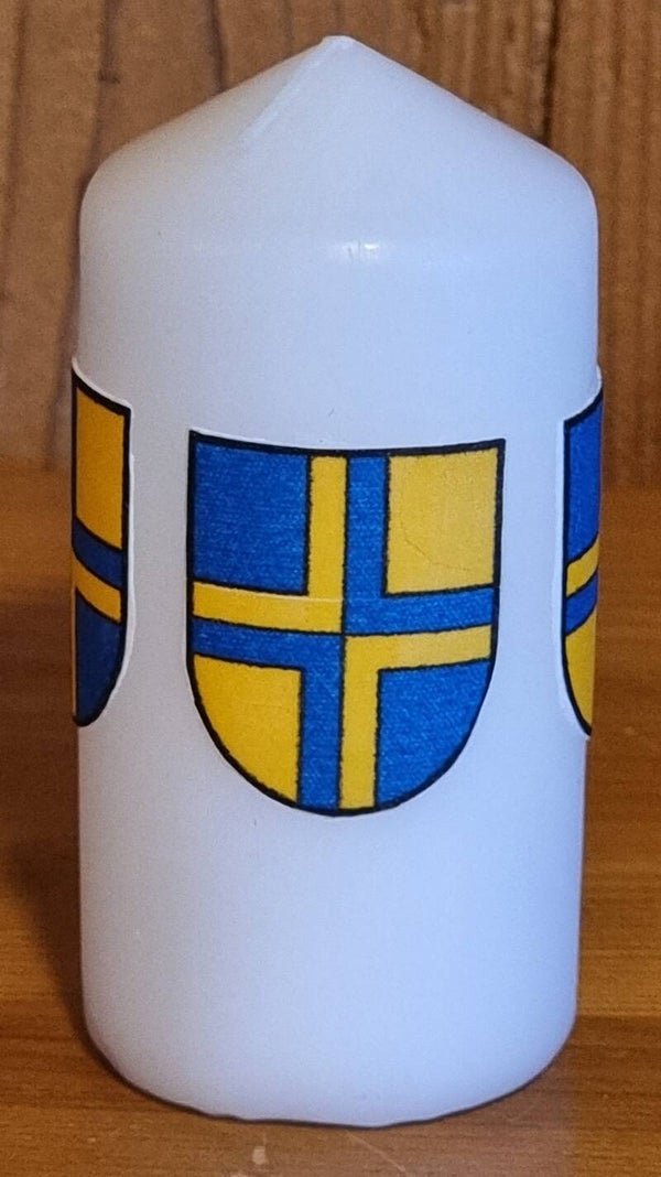 Kerze Wappen Davos klein - weiss - 10 x 5 cm - Art. Nr. 406