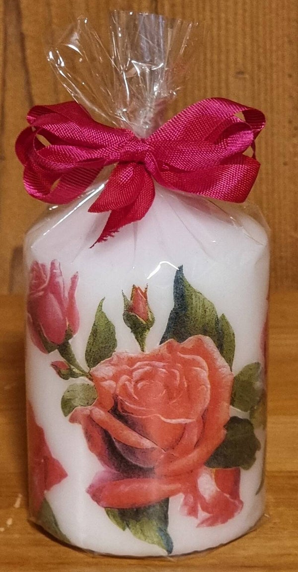 Kerze Rosen klein - 10 x 6.8 cm, weiss, Art. 411