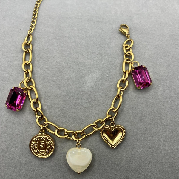 Bedelarmband met octagon kristallen