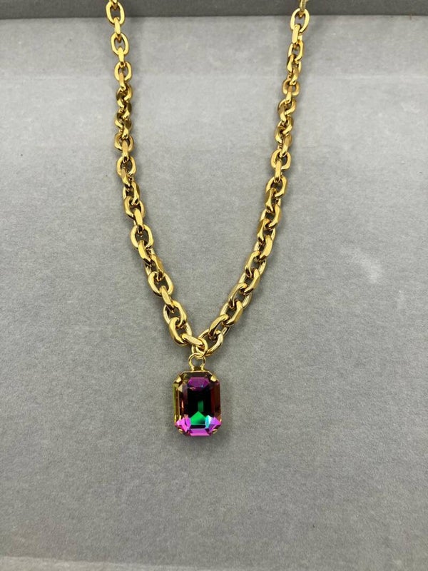 Schakel ketting met octagon hanger