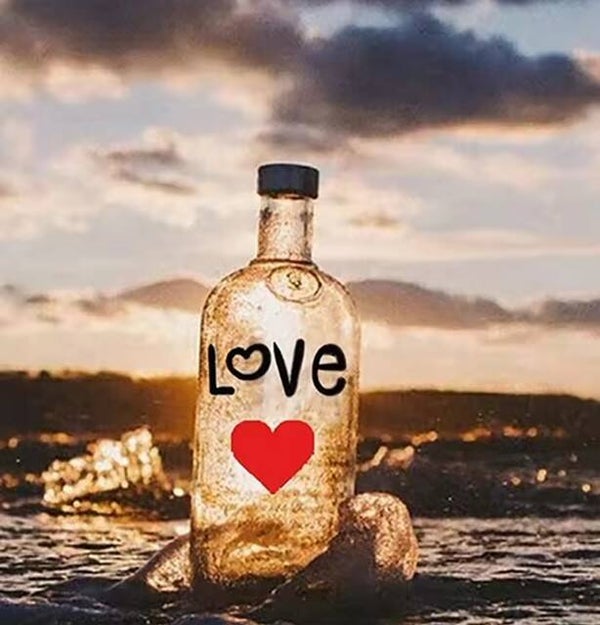 Fles Hart Vierkant 30x40