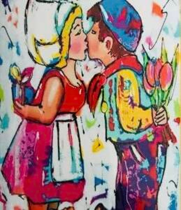 Verliefd Hollands Stelletje 40x50 Rond