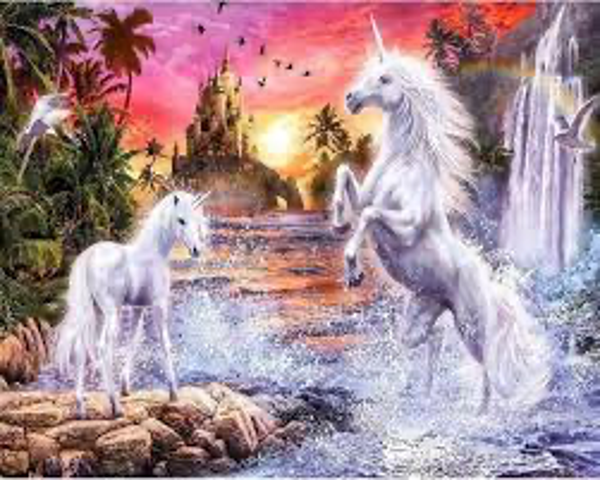 Unicorns at Sunset Vierkant 40x50