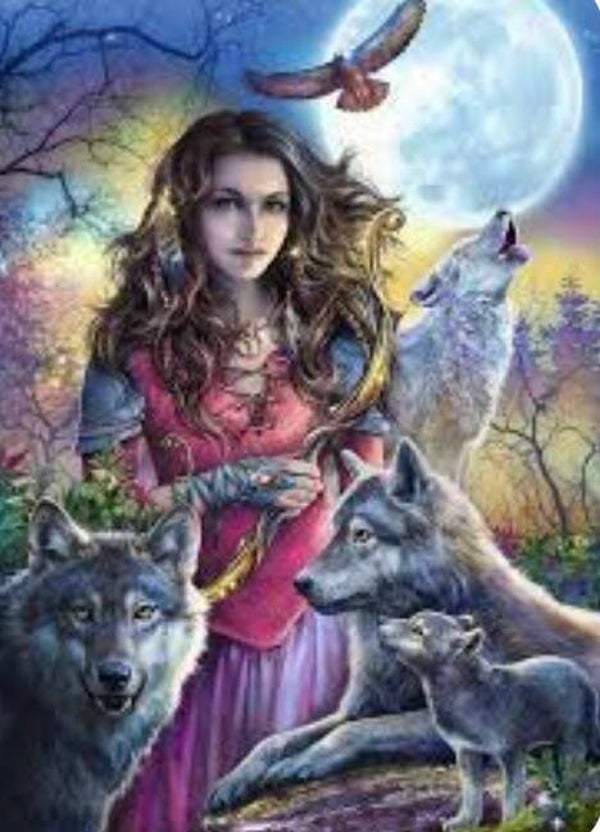Lady and the Wolves Rond 30x40