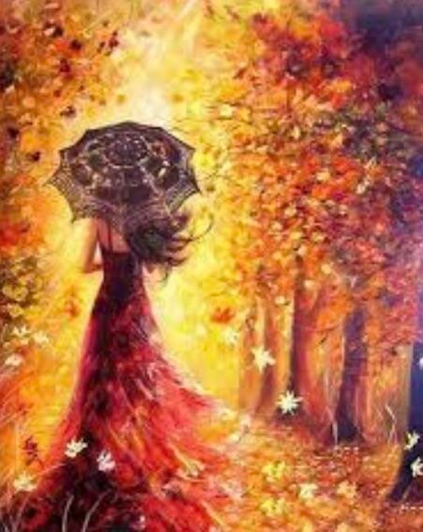 Autumn Lady Rond 40x50