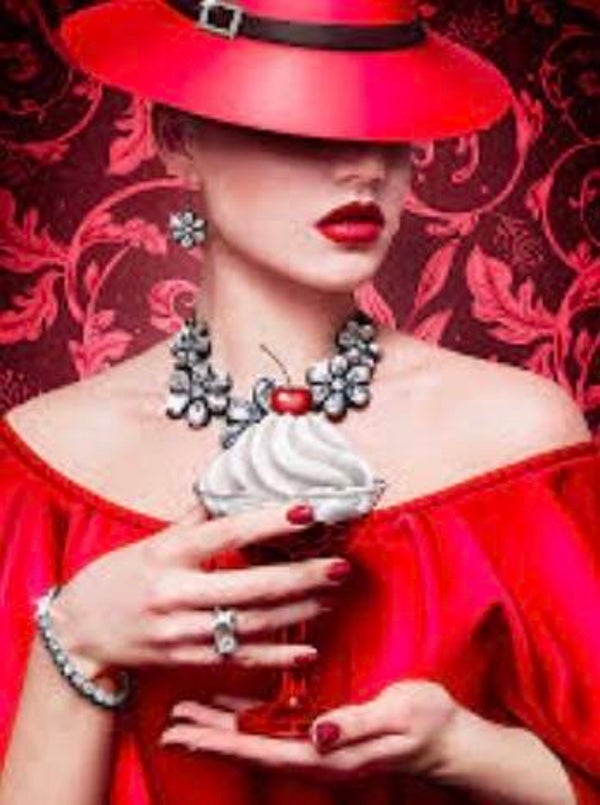Lady in Red  Rond 40x50