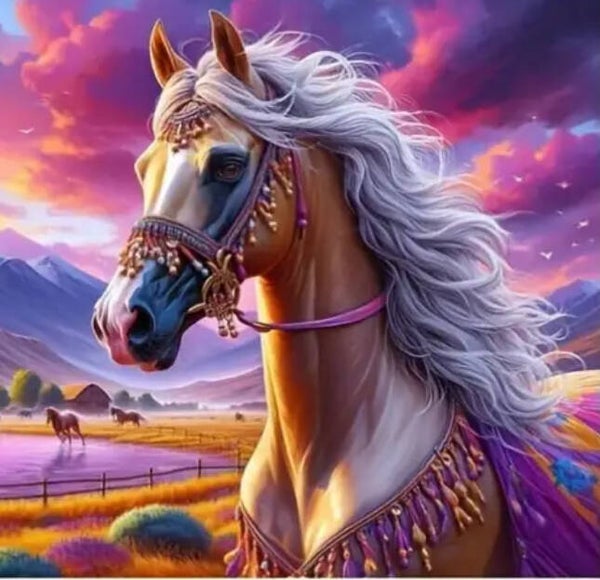 White Mane Stallion Rond 50x50