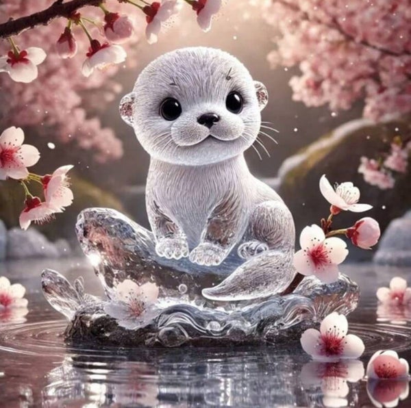 Cute Baby Otter Rond 40x40 AB