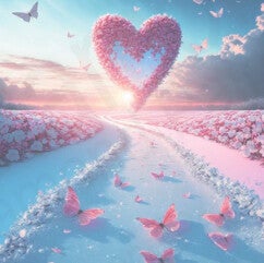 Pink Heart with Butterflies Vierkant 30x40