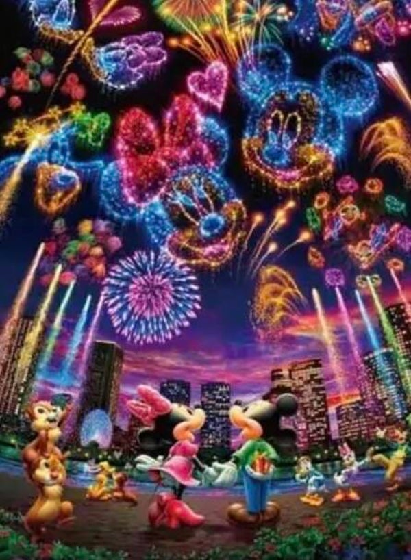Minnie & Mickey “Vuurwerk” Vierkant 40x50