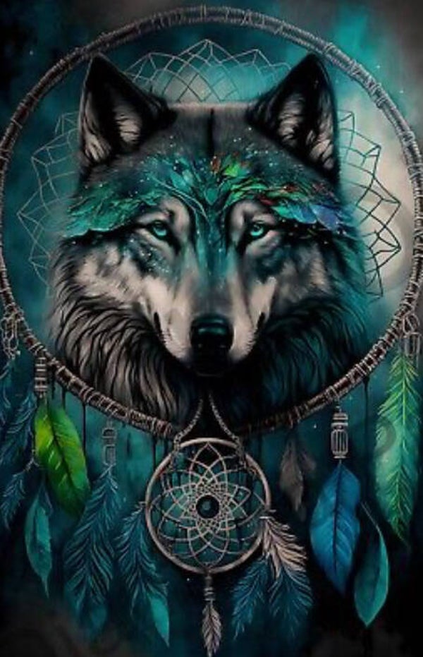 Dreamcatcher Wolf Vierkant 30x40