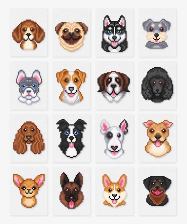 Mini Paintings Hondjes Vierkante Steentjes