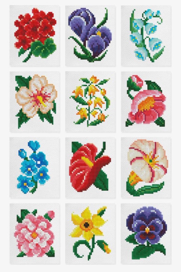 Mini paintings bloemen Vierkante Steentjes