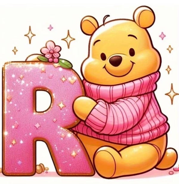 Letter R met Winnie the Pooh Rond 30x30