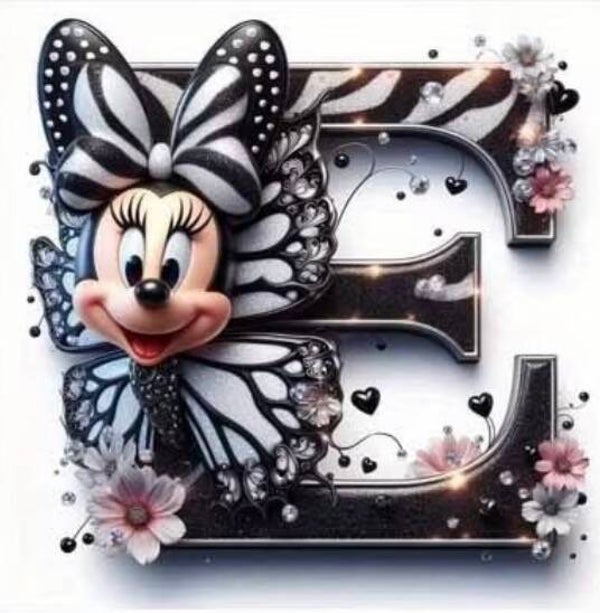 Letter E met Minnie Mouse Rond 30x30