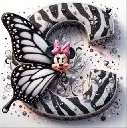 Letter C met Minnie Mouse Rond 30x30