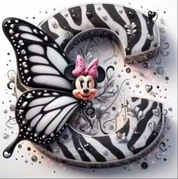 Letter C met Minnie Mouse Rond 30x30