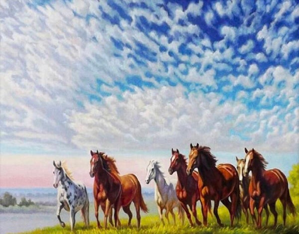 Kudde Paarden 1 Vierkant 40x50