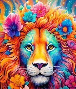 Leeuw Multicolor Vierkant 30x40