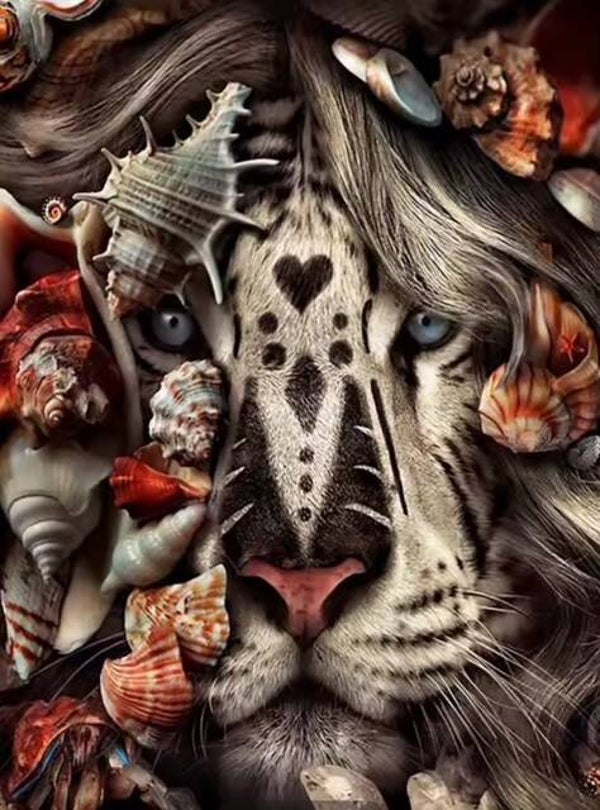 Leeuw Schelpen Vierkant 30x45