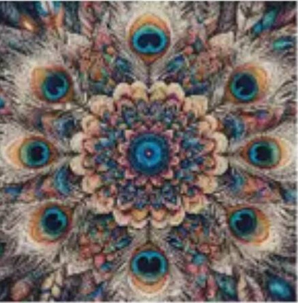 Mandala Pauw Rond 40x40