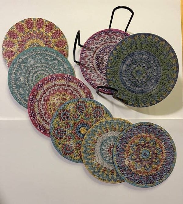 Onderzetter Setje Mandala 8 Stuks met Rekje 1