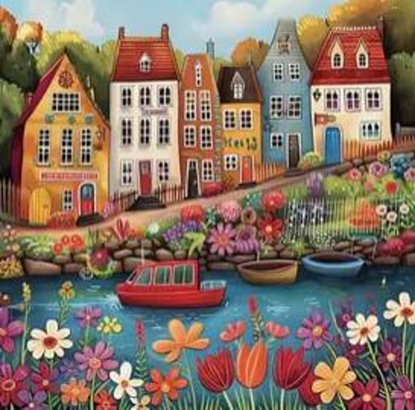 Painted Houses Vierkant 30x30