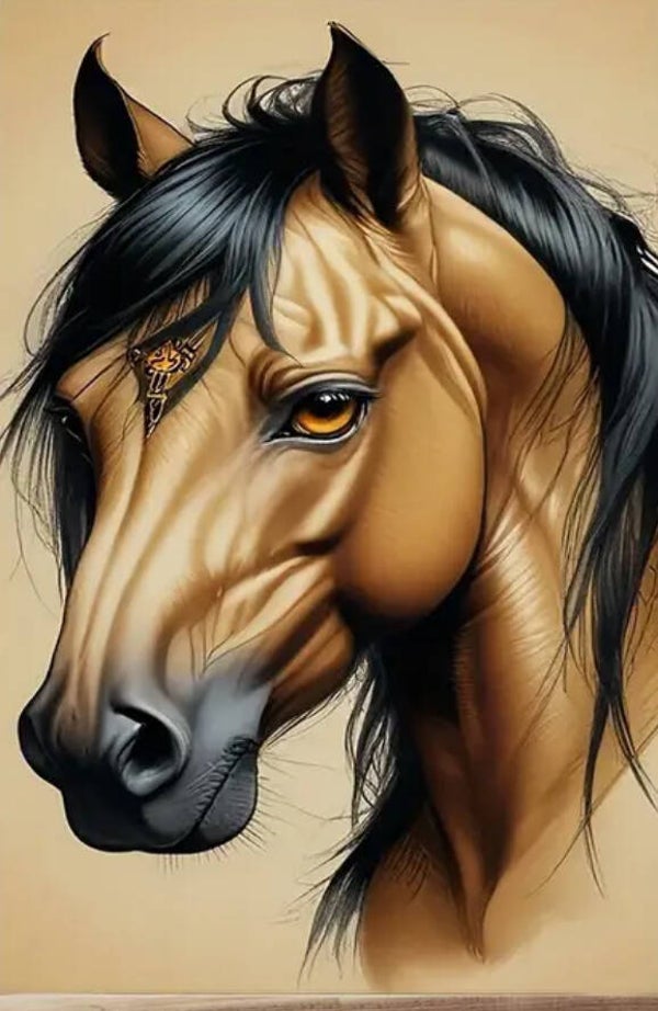 Palomino Paard Rond 40x70