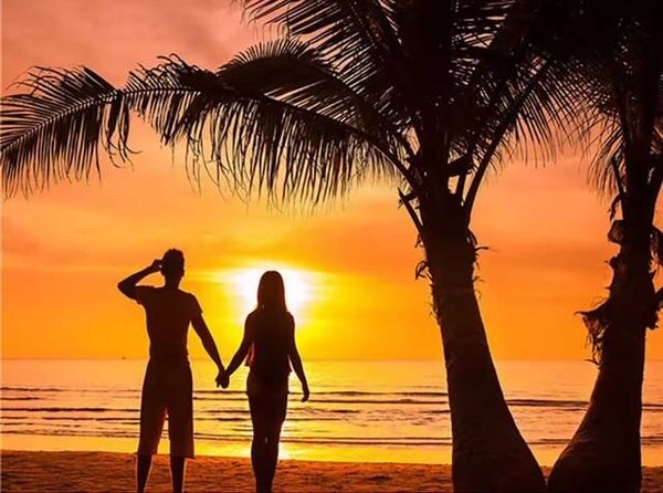 Romantisch Stel Hand in Hand Vierkant 30x40