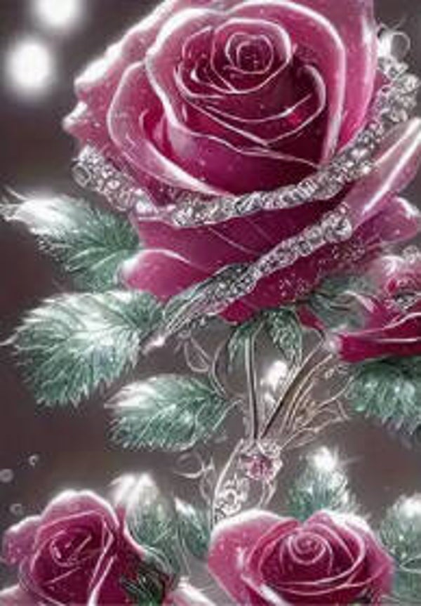Rozen Glitter 30x40 Rond