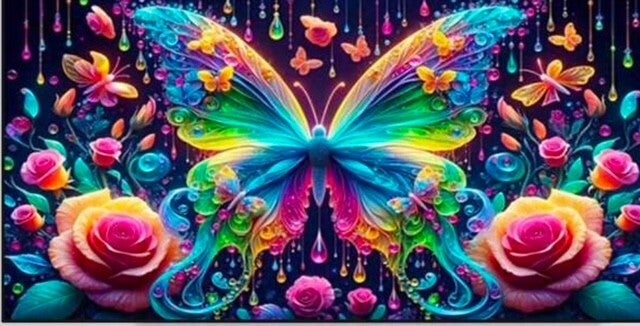 Vlinder Multicolor Rond 40x70