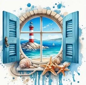 Raam met Vuurtoren Vierkant 30x30