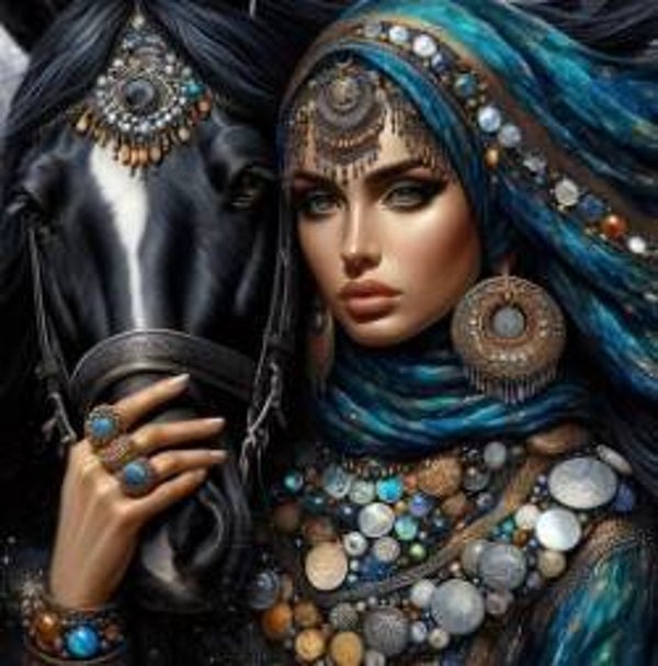 Woman and Horse 2 Rond 80x80