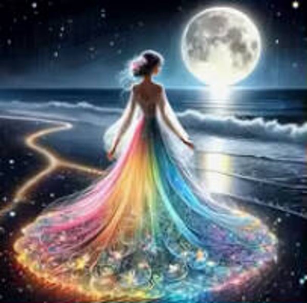 Woman at Sea Rond 30x30 AB