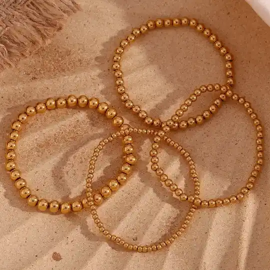 Beaded Bracelet 18k Gold Plated