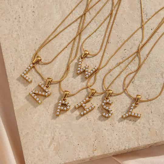No Grit No Pearl Freshwater Pearl Initial Necklace 18k Gold Plated